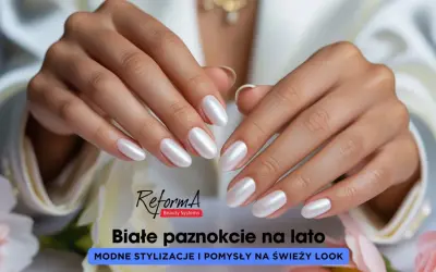 Eleganckie białe paznokcie na lato, idealne do letnich stylizacji. Perłowy blask dodaje świeżości.