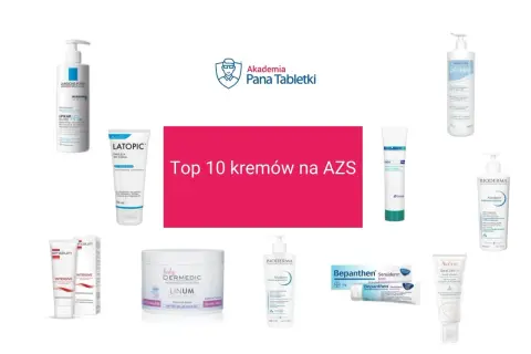 Krem na atopowe zapalenie skóry to ratunek dla wrażliwej skóry. Na zdjęciu produkty z serii "Top 10 kremów na AZS".