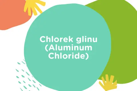 Chlorek glinu (Aluminum Chloride) na tle kolorowych kształtów.