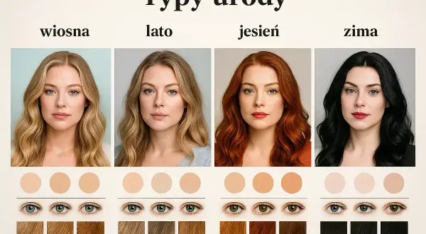 Typy urody pory roku: wiosna, lato, jesień, zima. Prezentacja odcieni skóry, oczu i włosów dla każdej z pór roku.